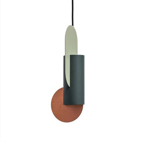 Laura - Colorblock Geometric Colorblock Pendant Lighting Macaron Metal 1-Light Pink-Green-Grey Ceiling Light