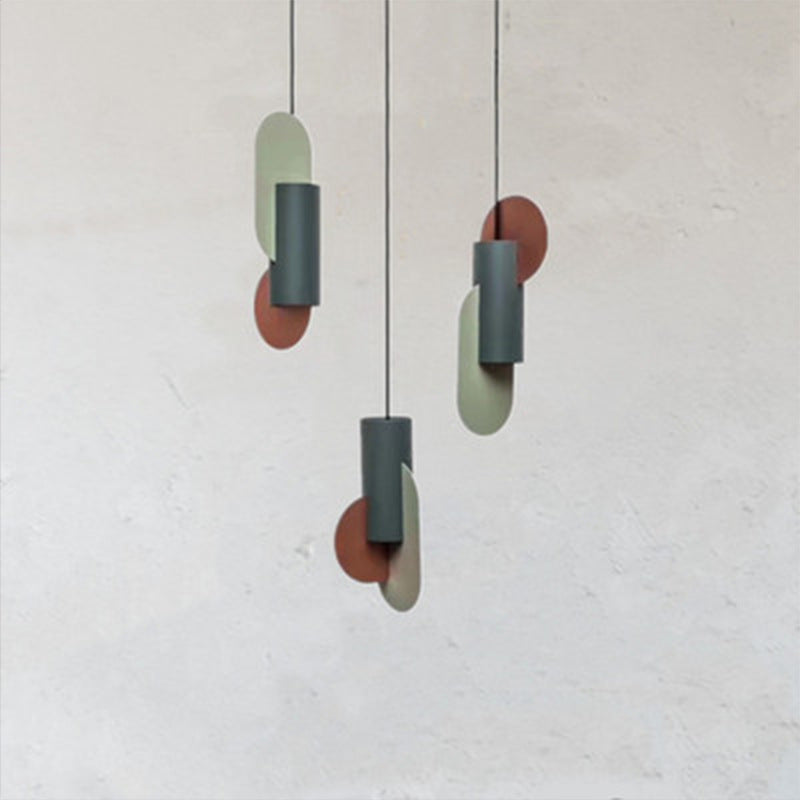 Laura - Colorblock Geometric Colorblock Pendant Lighting Macaron Metal 1-Light Pink-Green-Grey Ceiling Light