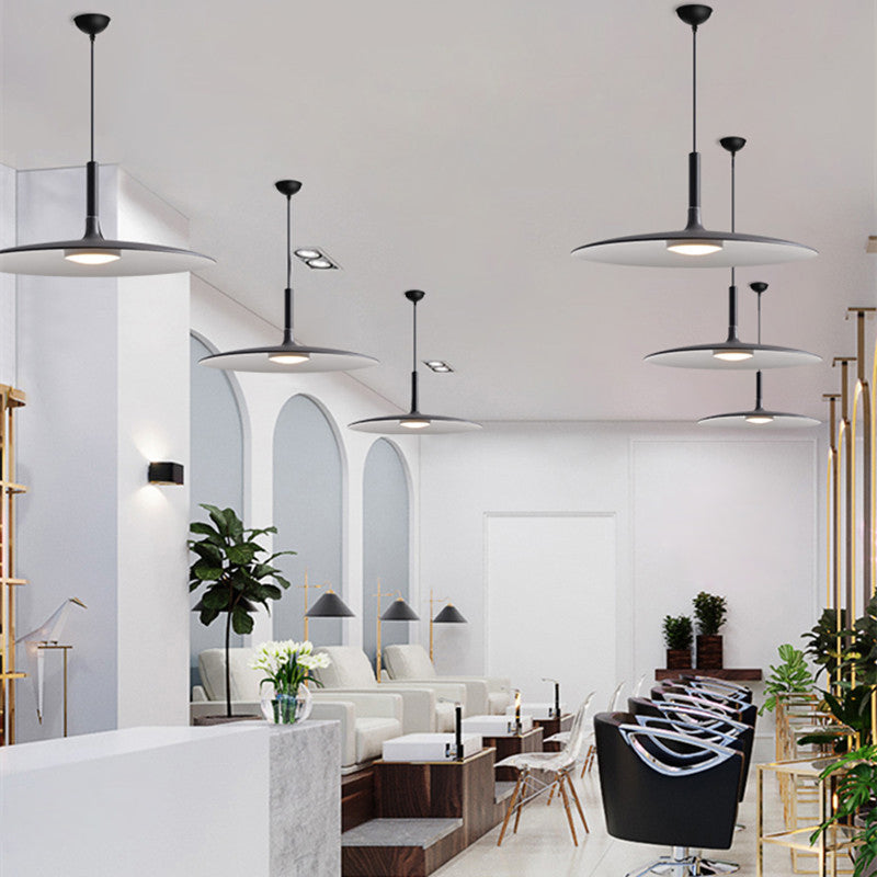 Minimalist Metal Led Pendant Lamp - Flying Saucer Style For Restaurants