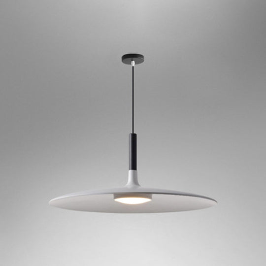 Minimalist Metal Led Pendant Lamp - Flying Saucer Style For Restaurants White / 18