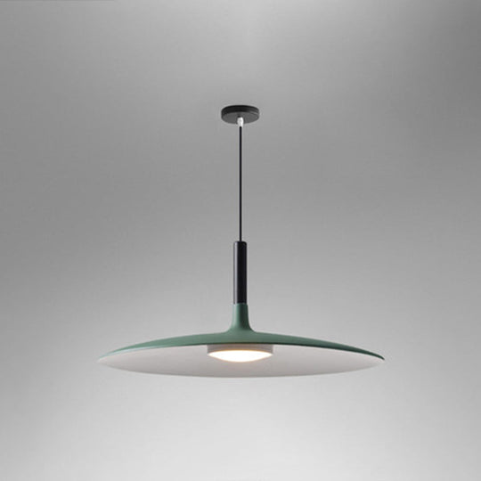 Minimalist Metal Led Pendant Lamp - Flying Saucer Style For Restaurants Green / 14