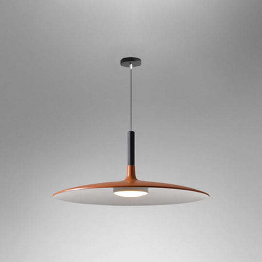 Minimalist Metal Led Pendant Lamp - Flying Saucer Style For Restaurants Orange / 14