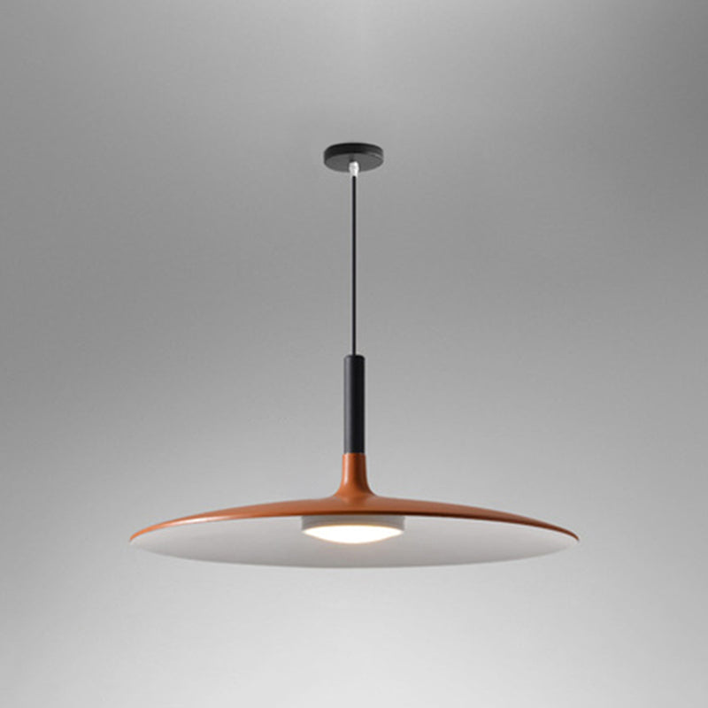 Minimalist Metal Led Pendant Lamp - Flying Saucer Style For Restaurants Orange / 18