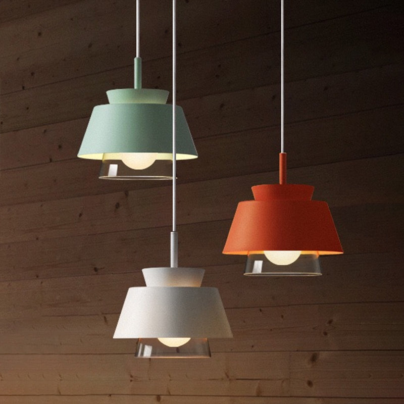 2-Shade Macaron Pendulum Light - Metal and Glass Ceiling Pendant Lamp