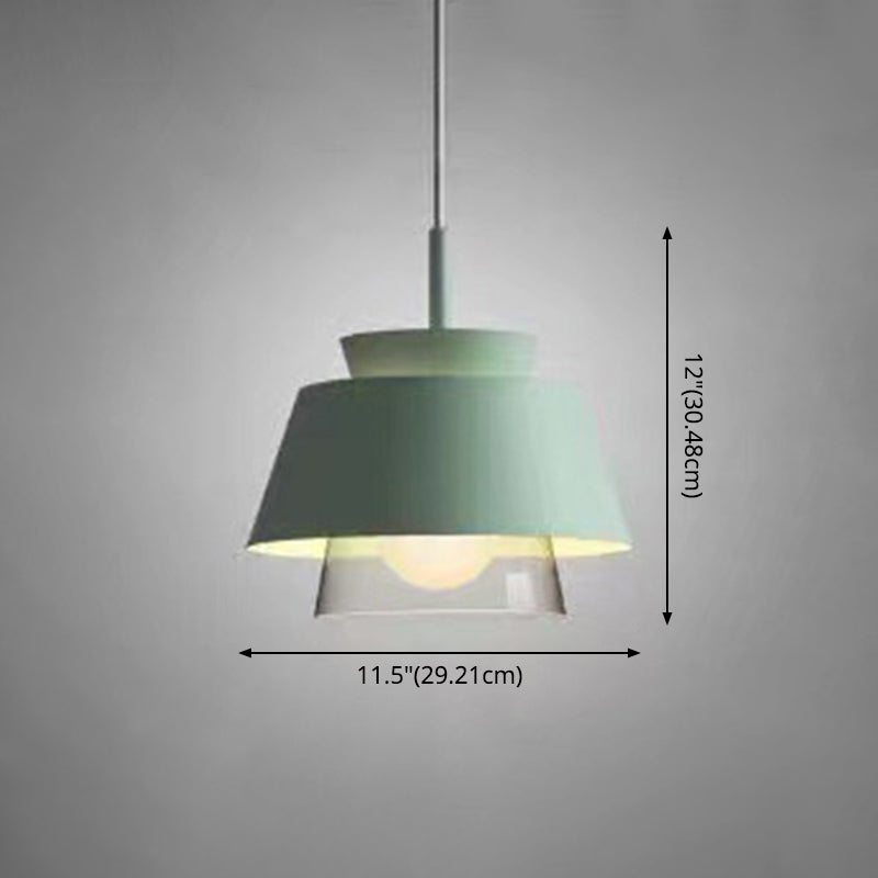 2-Color Pendulum Restaurant Ceiling Light With Metal And Glass Design 1-Bulb