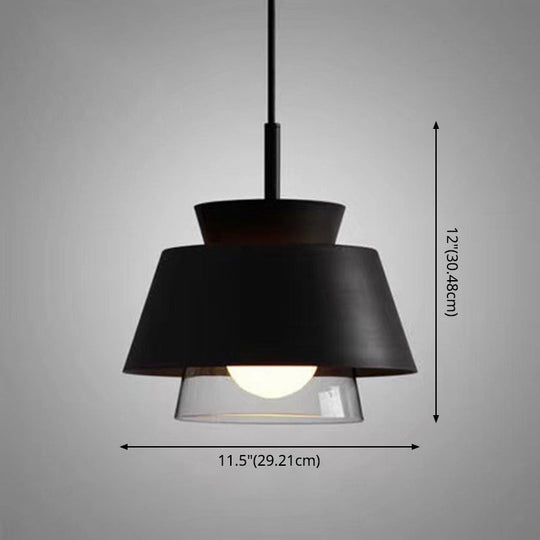 2-Color Pendulum Restaurant Ceiling Light With Metal And Glass Design 1-Bulb