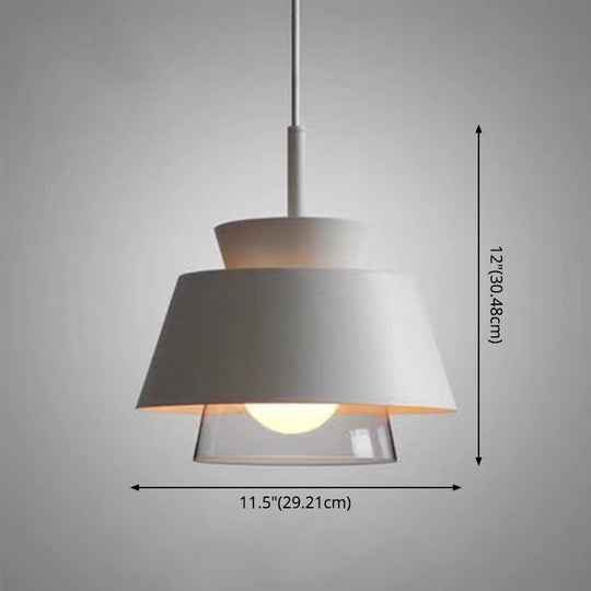 2-Color Pendulum Restaurant Ceiling Light With Metal And Glass Design 1-Bulb