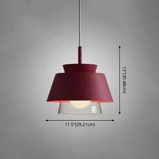 2-Color Pendulum Restaurant Ceiling Light With Metal And Glass Design 1-Bulb