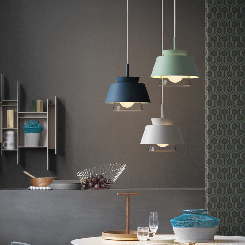 2-Shade Macaron Pendulum Light - Metal and Glass Ceiling Pendant Lamp