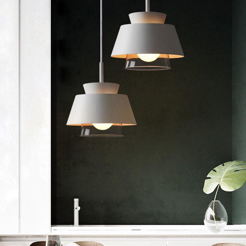 2-Shade Macaron Pendulum Light - Metal and Glass Ceiling Pendant Lamp