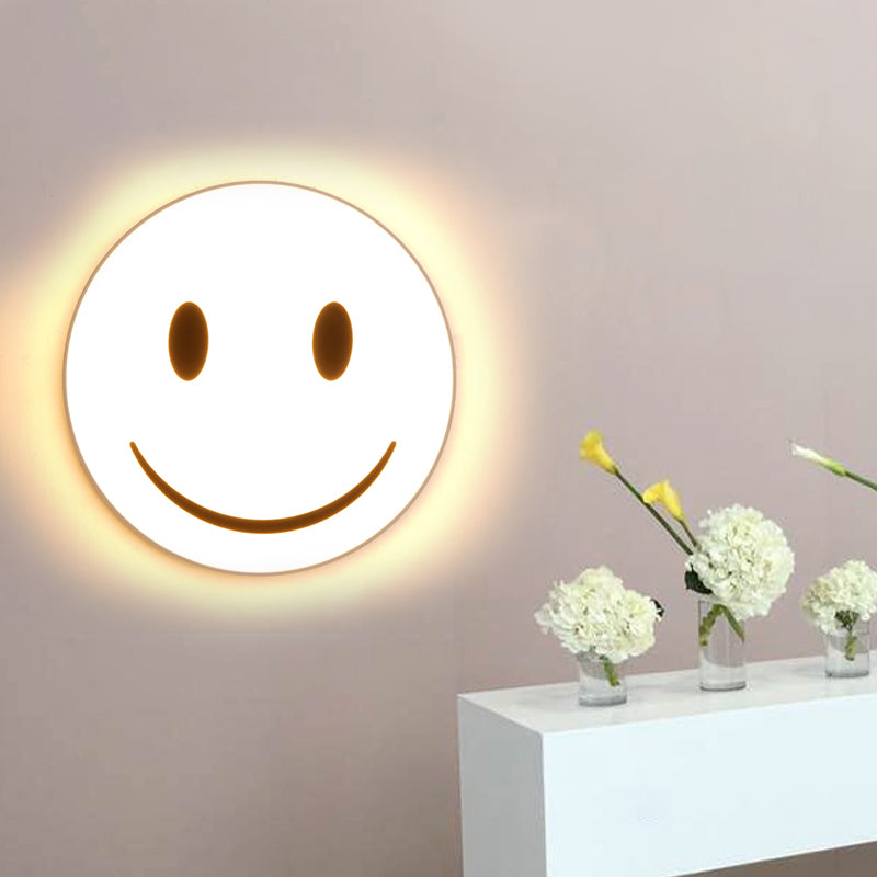 Round Flush Ceiling Light With Smile Emoji Led Flushmount Lamp And Acrylic Shade White / A