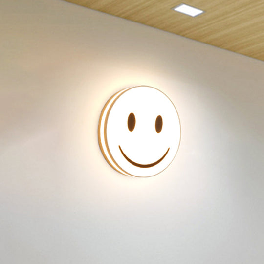 Round Flush Ceiling Light With Smile Emoji Led Flushmount Lamp And Acrylic Shade