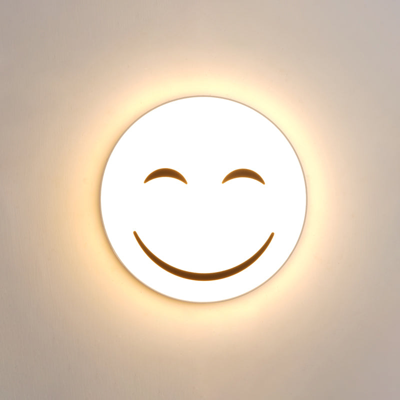 Round Flush Ceiling Light With Smile Emoji Led Flushmount Lamp And Acrylic Shade White / D