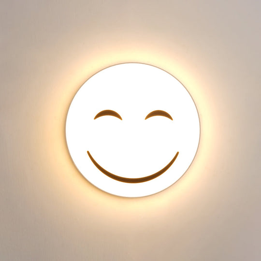 Round Flush Ceiling Light With Smile Emoji Led Flushmount Lamp And Acrylic Shade White / D