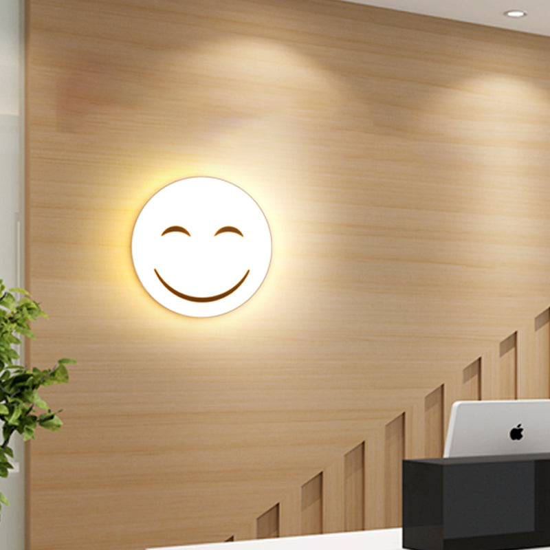 Round Flush Ceiling Light With Smile Emoji Led Flushmount Lamp And Acrylic Shade