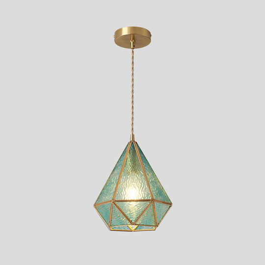 Corinne - Tiffany Suspended Lighting Fixture Tiffany Style Shaded Glass Hanging Pendant with Brass Canopy