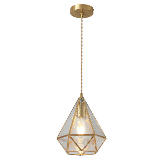 Tiffany Style Glass Pendant Light With Brass Canopy - Suspended Hanging Fixture