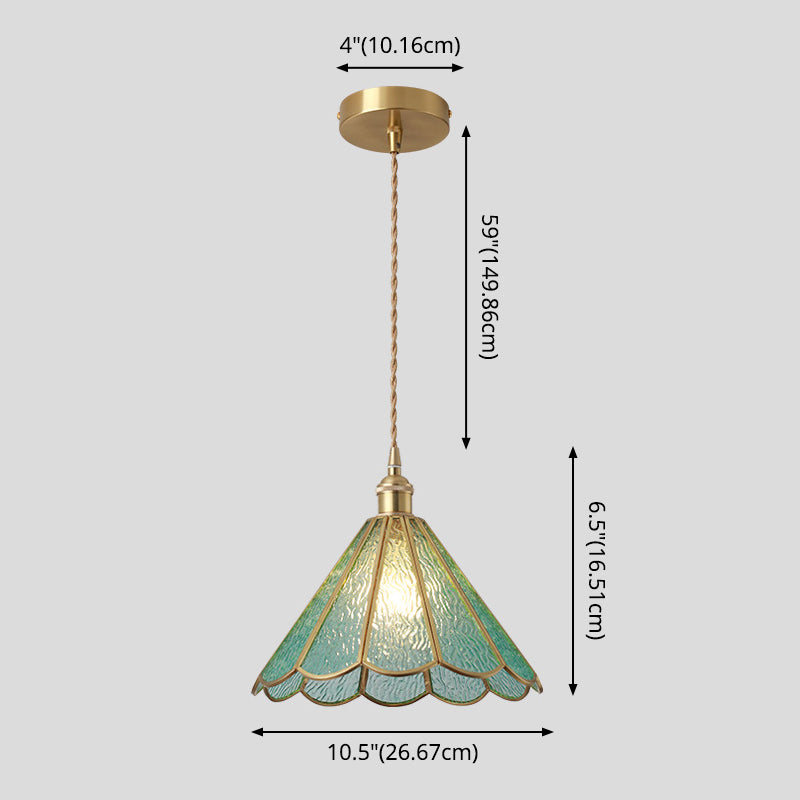 Corinne - Tiffany Suspended Lighting Fixture Tiffany Style Shaded Glass Hanging Pendant with Brass Canopy