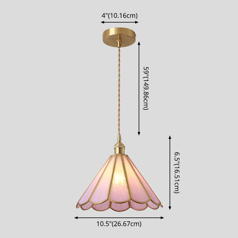 Corinne - Tiffany Suspended Lighting Fixture Tiffany Style Shaded Glass Hanging Pendant with Brass Canopy