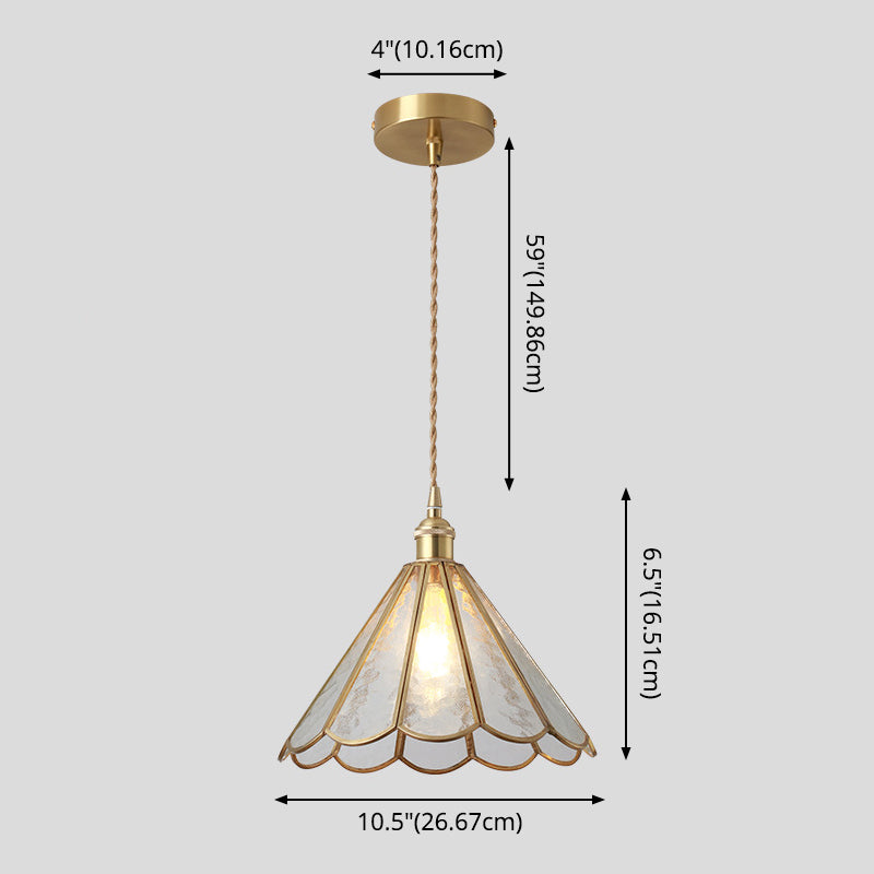 Tiffany Style Glass Pendant Light With Brass Canopy - Suspended Hanging Fixture