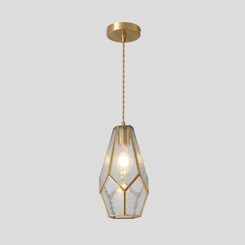 Tiffany Style Glass Pendant Light With Brass Canopy - Suspended Hanging Fixture Clear / Lotus