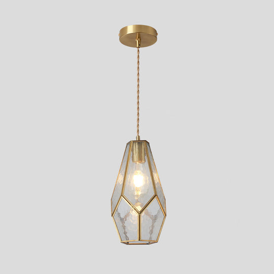 Tiffany Style Glass Pendant Light With Brass Canopy - Suspended Hanging Fixture Clear / Lotus