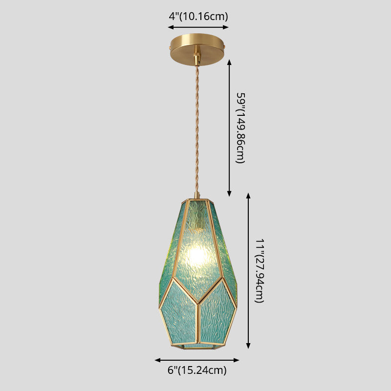 Tiffany Style Glass Pendant Light With Brass Canopy - Suspended Hanging Fixture