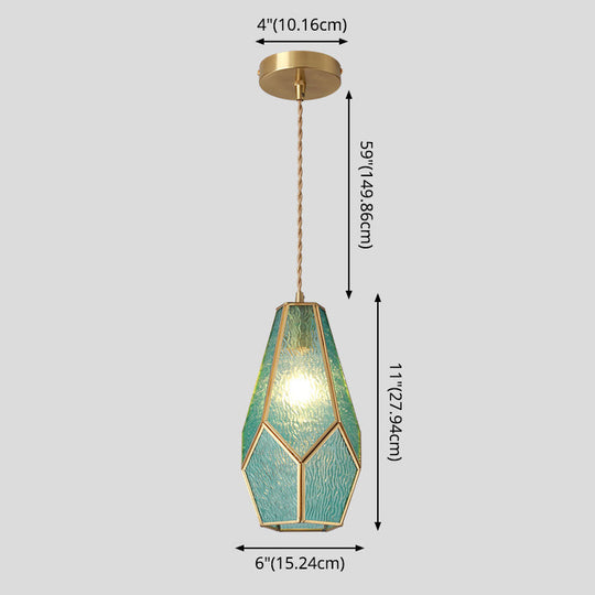 Tiffany Style Glass Pendant Light With Brass Canopy - Suspended Hanging Fixture