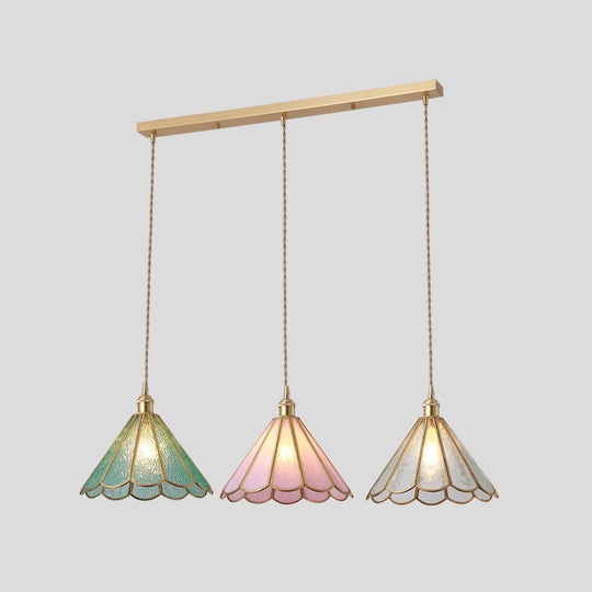 Corinne - Tiffany Suspended Lighting Fixture Tiffany Style Shaded Glass Hanging Pendant with Brass Canopy