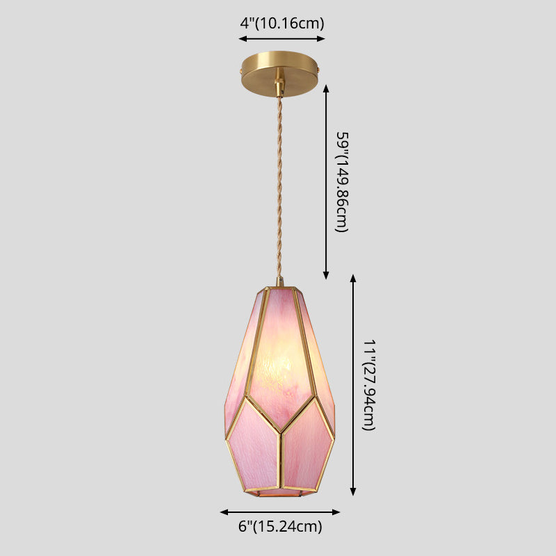 Corinne - Tiffany Suspended Lighting Fixture Tiffany Style Shaded Glass Hanging Pendant with Brass Canopy