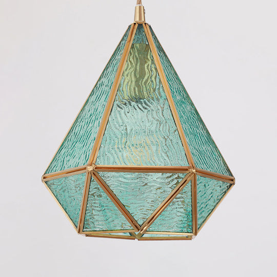 Corinne - Tiffany Suspended Lighting Fixture Tiffany Style Shaded Glass Hanging Pendant with Brass Canopy