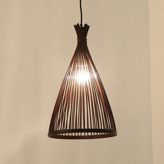 Japanese Style Bamboo Pendant Lamp 1 Head Ceiling Hang Light For Tea Room Coffee / 16