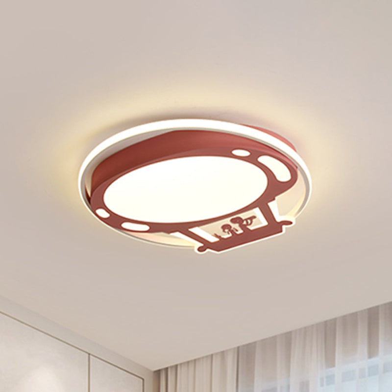 Colorful Cartoon Hot Air Balloon Led Flush Ceiling Light With Metal Shade And Frosted Diffuser