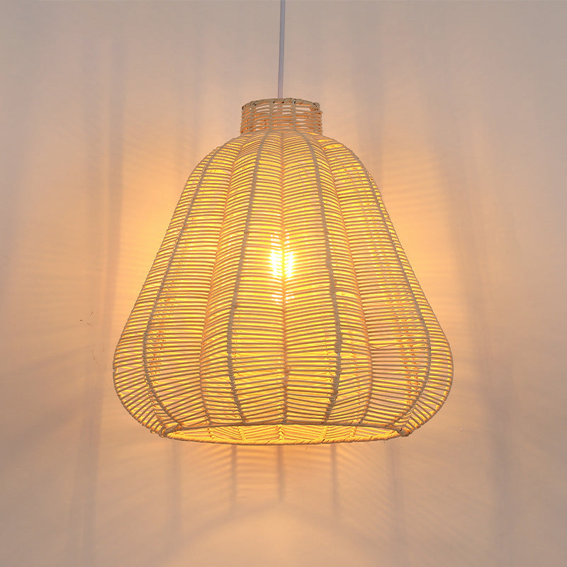 Creative Bamboo Carambola Pendant Light: 1-Bulb Wood Ceiling Fixture With Asian Flair