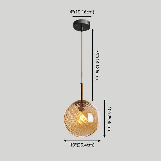 Loft Style Twisted Glass Hanging Lamp: Round Ceiling Light Fixture with 1 Bulb for Dining Room