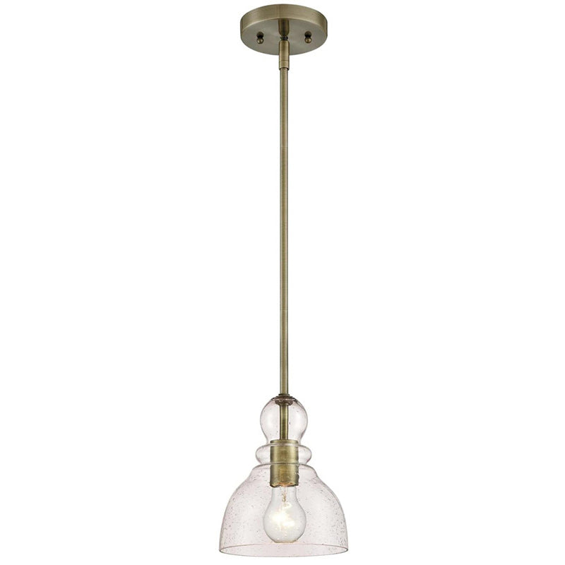 1-Bulb Industrial Gourd Shaped Pendant Light Fixture With Seeded Glass - Perfect For Diner Bar