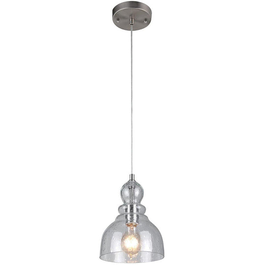 1-Bulb Industrial Gourd Shaped Pendant Light Fixture With Seeded Glass - Perfect For Diner Bar