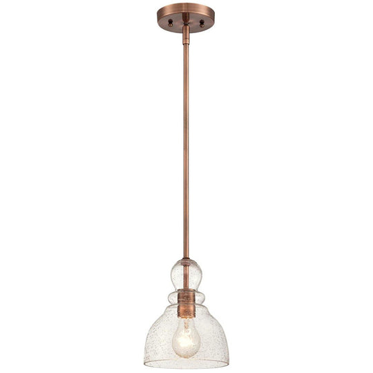 1-Bulb Industrial Gourd Shaped Pendant Light Fixture With Seeded Glass - Perfect For Diner Bar