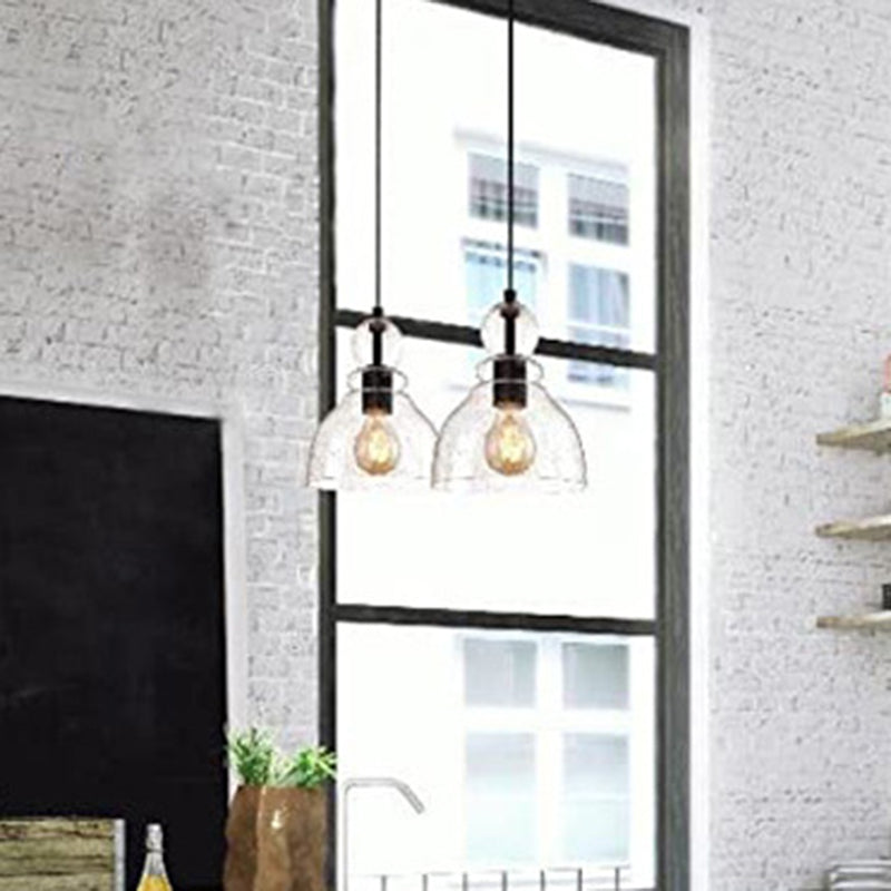 1-Bulb Industrial Gourd Shaped Pendant Light Fixture With Seeded Glass - Perfect For Diner Bar