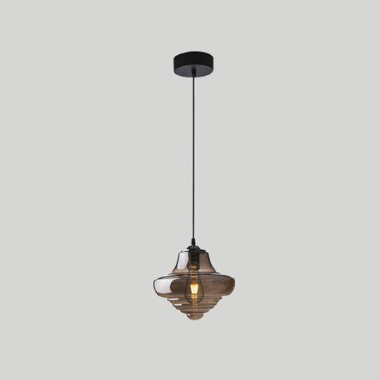 Retro Glass Pendant Light for Restaurants - Spool Shaped Head Design