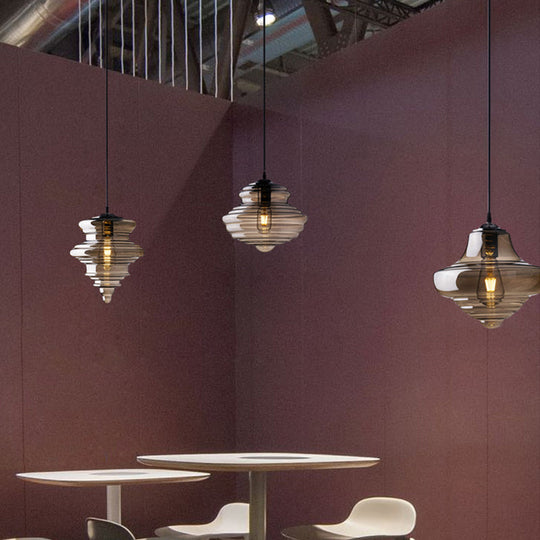 Retro Glass Pendant Light for Restaurants - Spool Shaped Head Design