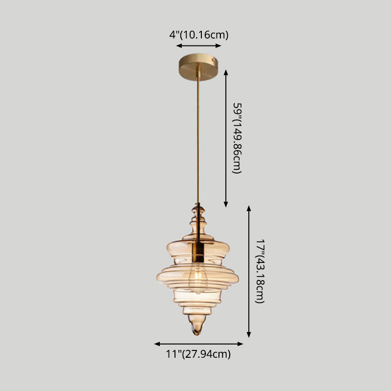 Retro Glass Ceiling Pendant Light Fixture - Head Spool Shaped For Restaurants