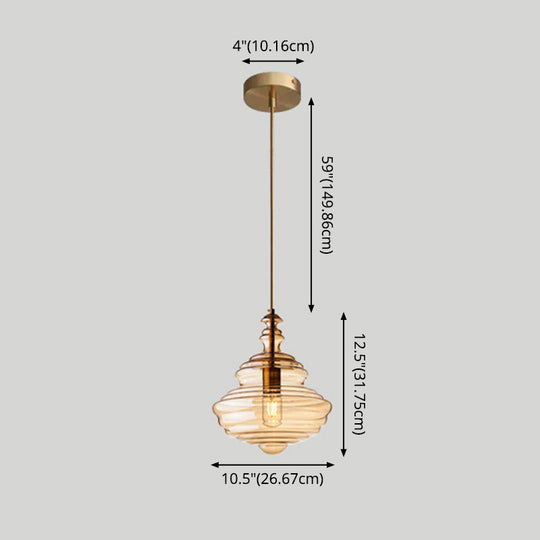 Retro Glass Pendant Light for Restaurants - Spool Shaped Head Design