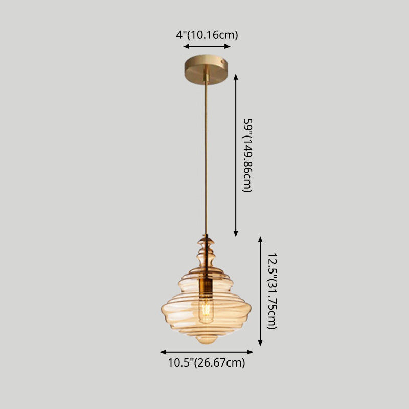 Retro Glass Ceiling Pendant Light Fixture - Head Spool Shaped For Restaurants