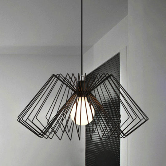 Vintage Metal Spider Web Hanging Lamp - 1-Light Pendant Fixture for Cafes