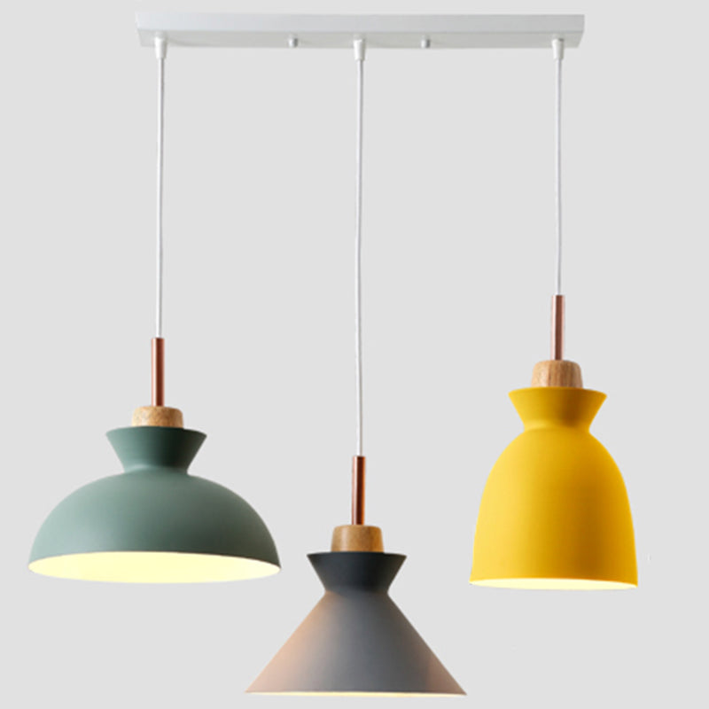 Multi-Color Macaroon Style Pendant Light With Aluminum Shade For Dining And Bedroom