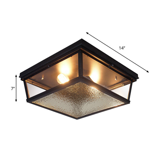 Modern Industrial Black Ceiling Lamp with 2 Lights & Flush Mount for Corridors