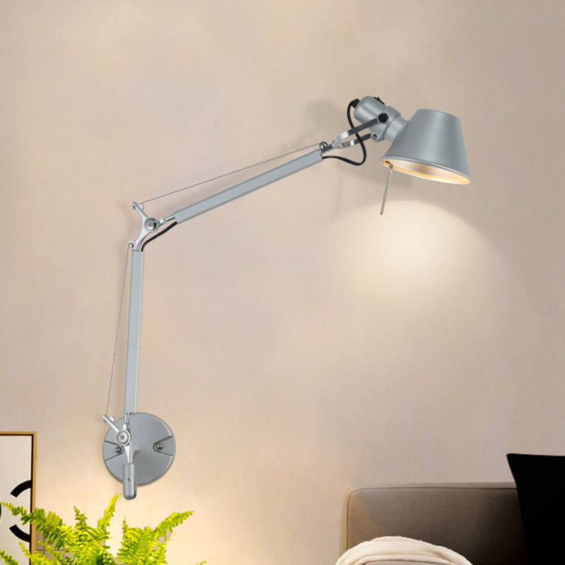 Adjustable Indoor Wall Sconce Silver Finish Reading Light