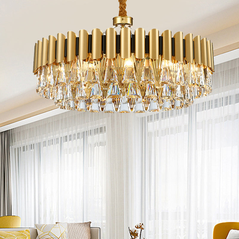 Modern Gold Triangle Crystal Chandelier Pendant With 8 Metal Heads