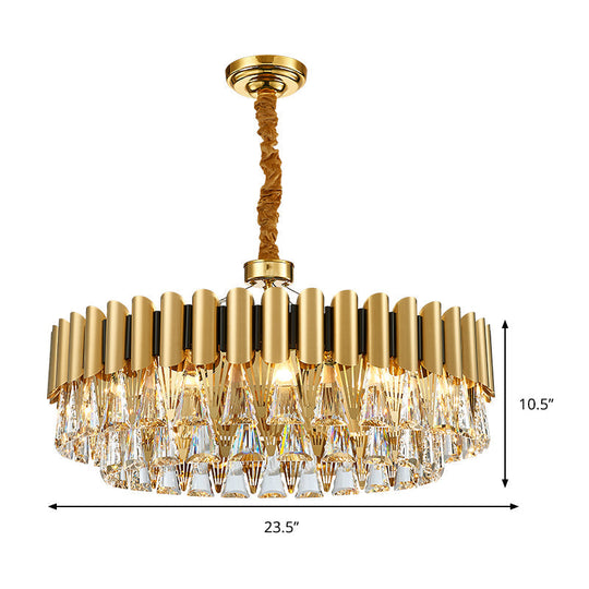 Modern Gold Triangle Crystal Chandelier Pendant With 8 Metal Heads